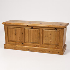 Vintage Natural Waxed Pine Blanket Box Storage Box Ottoman