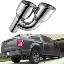 For Ford F-150 Dual Wall Exhaust Tip Slant Cut 2.5" Inlet Quad 4" Outlet 11'' L