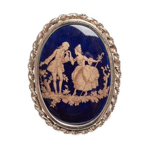 9ct gold limoges porcelain - &,