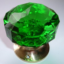 Clear Green Blue Pink Amber Black Crystal Cut Glass Mortice Door knobs Pairs