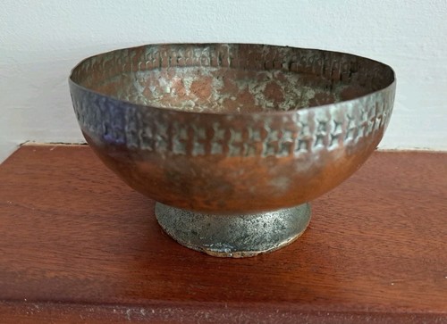 Antique copper pedestal bowl - copper,