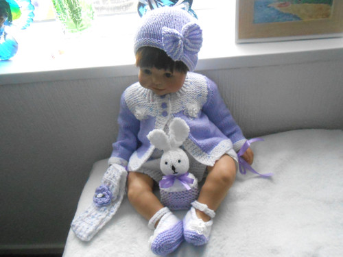 Hand knitted lilac white - knitted, lilac.white