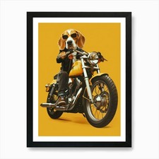 Beagle On A Motorcycle Art