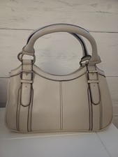 Ladies Handbag Light Grey/Stone Faux Leather Very Good Condition