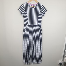 Joules Dress Womens Medium UK10 Navy Stripe Nautical Breton Midi Casual Classic