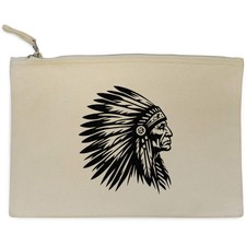 'Native American Indian Chief' Canvas Clutch Bag / Accessory Case (CL00044442)