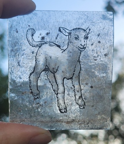 Stained glass lamb - stained, old