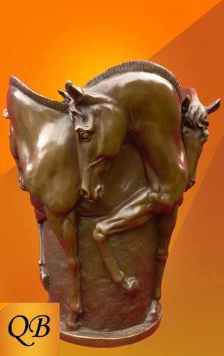 Art deco bronze horse vase - art,