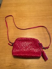 MASSIMO DUTTI red leather woven shoulder/crossbody bag