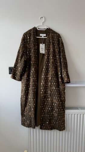 Zara brown sequin - long, jacket