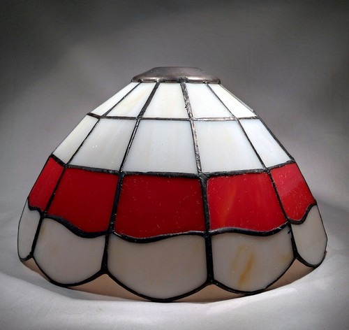 Red white stained glass - &,
