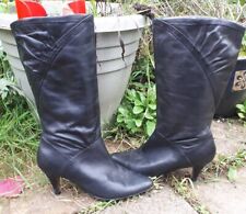 Vintage Designer Barratts black leather slouch calf boots UK 6 EU 39