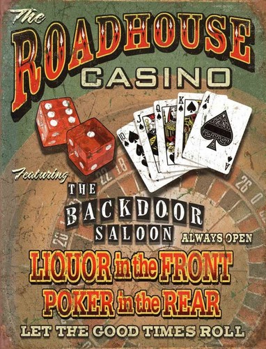 Tin sign roadhouse - tin, casino"