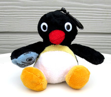 PINGU WITH FISH 2007 PYGOS GROUP CLIP KEYRING PLUSH BEANIE SMALL SOFT TOY RARE