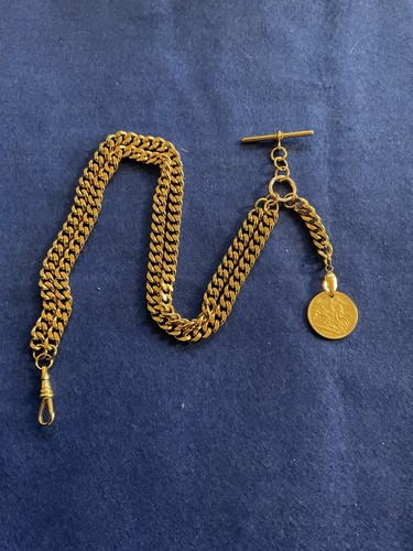 18ct gold plated single albert - plated,