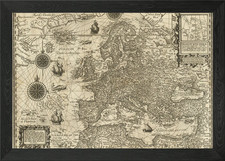 Europe Antique Old Map Framed