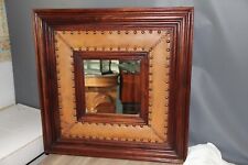 Very Impressive Large Wooden framed  wall mirror with leather,brass stud insert.
