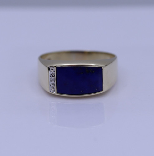 9ct gold rectangular cut lapis - cut,