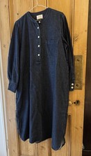 Toast Denim Midi Smock Dress Size UK 16 Indigo Blue Pockets- VGC