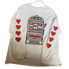 Men’s White Long Sleeved Tshirt. Tattoo Style. Size 2XL