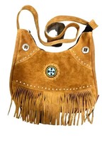 Native American Western Crossbody Handbag Suede Leather Bag Purse Fringe Beaded