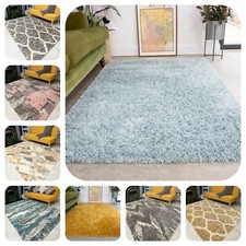 Thick Soft Living Room Shaggy Rugs Small Large Moroccan Geometric Shag Rug New
