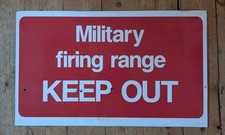 MILITARY FIRING RANGE SIGN - KEEP OUT  Genuine Army Base Militaria Mancave Metal