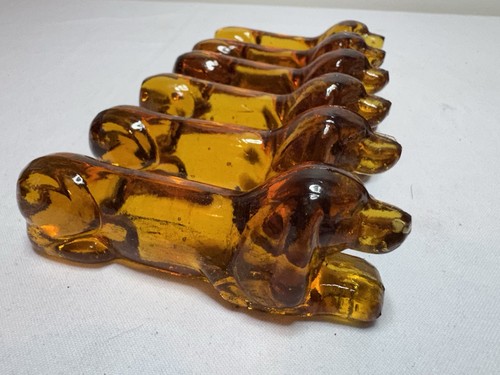 Amber glass dachshund cutlery - glass,
