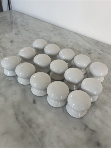 15x white ceramic door knobs - ceramic,