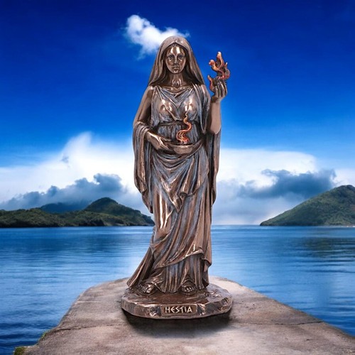 Hestia goddess bronze figurine - goddess,