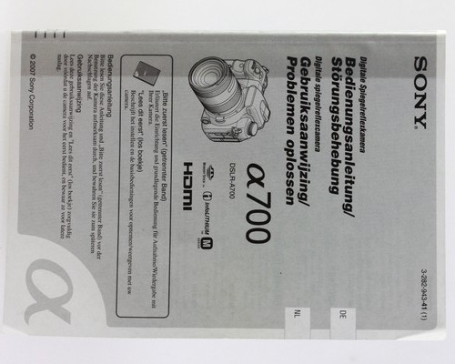 User manual sony 700 - a,