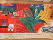 HOCKNEY - Original Poster Exhibition - Hollywood Hills - MET NYC - 1988 - RARE