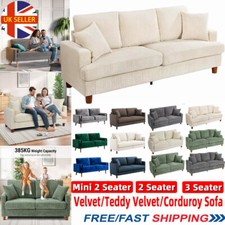 Large 2/3/4 Seater Corduroy Teddy Velvet Sofa Jumbo Cord 2 Pillow Couch Settee