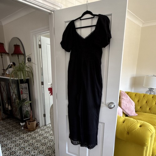 Next black lace cotton neck - black,