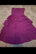 Lovely ladies Modern purple crinkly strapless ra-ra style dress size 10 approx