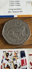 OLD STYLE LARGE 1983 FALKLAND ISLANDS WARRAH WOLF 50p COIN CIRCULATED CONDITION