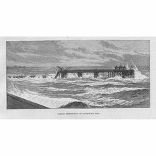 EASTBOURNE Partial Destruction of the Pier - Antique Print 1877