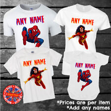 Spiderman Spiderwoman Inspired Personalised Matching Family T-shirt Babygrow