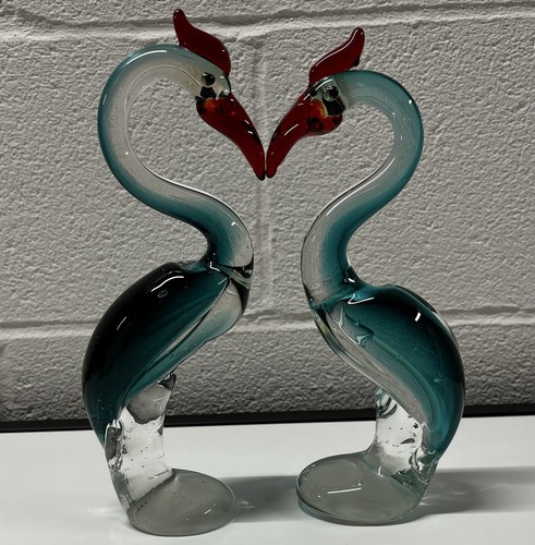 Vtg art glass heron - 8.5, 2