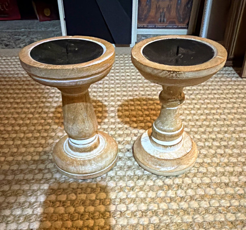 Pair small wooden pedestal - pair,