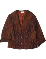 JORLI Womens 3/4 Sleeve Shirt Blouse IT 42 Medium Brown Colourblock CM12