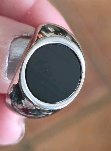 Round black onyx signet ring - signet,