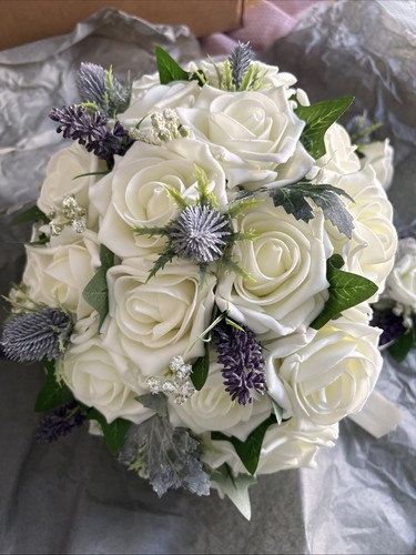 New bride bouquet silk - silk, roses