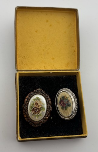 Vintage floral brooch pair - vintage,