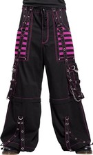 New Style Men`s Gothic Black-Pink Strips handmade Bondage Rave Comfort Pants