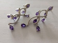 AAA Simulated Tanzanite Earrings In ION plated Platinum Bond