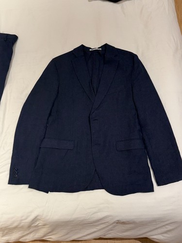 Zara man navy blue - blue, linen