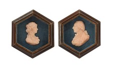Antique Pair  Wax Relief