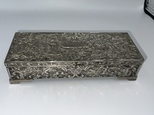 Beautiful Silver White Metal Decorative Godinger Red Velvet Lined Jewellery Box