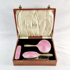 1928 William Neale & Son Ltd Silver Gilt and Enamel Art Deco Dressing Table Set